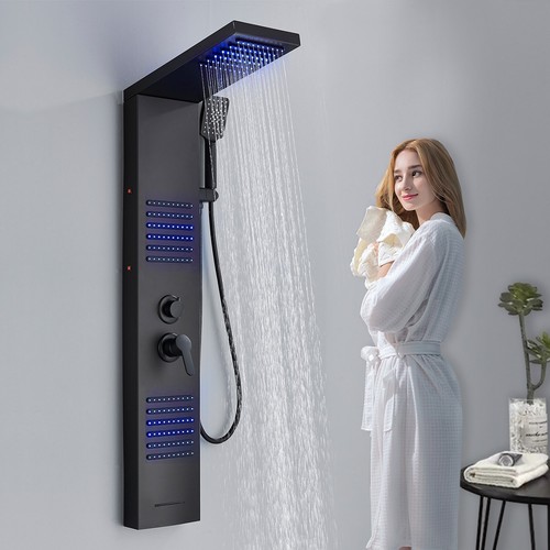 Black shower panel tower - black,